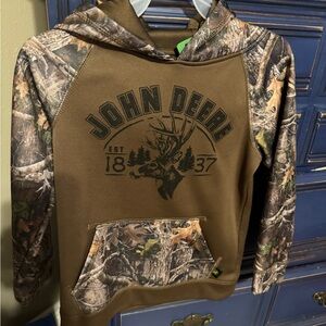 John Deere Brown Hoodie with Camo Accents